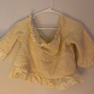 Off the shoulder ruched pale yellow top